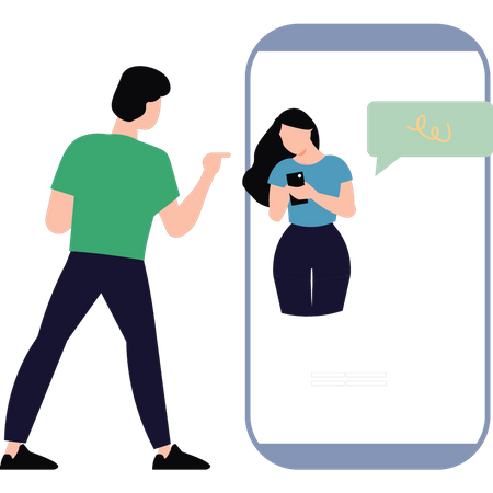Boy talking to girl on mobile  Illustration