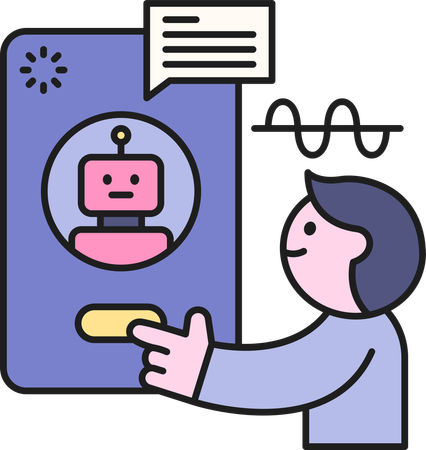 Boy talking with ai chatbot  Illustration