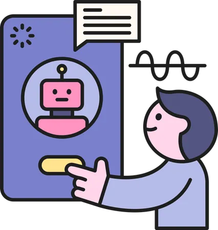 Boy talking with ai chatbot  Illustration