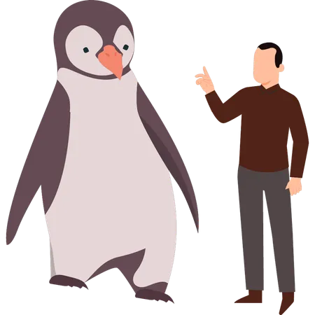 Boy Talking With Penguin イラスト