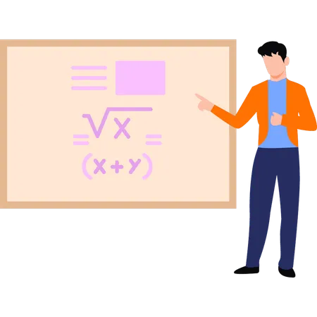 Boy teaching math  Illustration