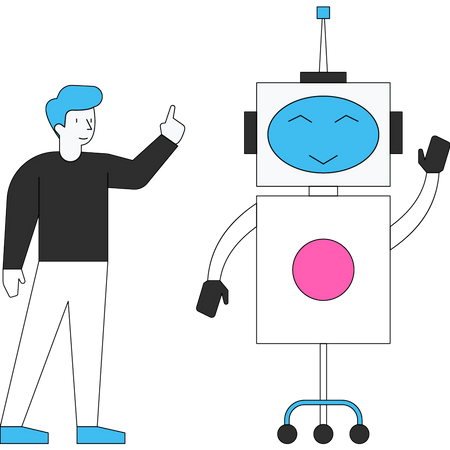 Boy teaching robot  Illustration