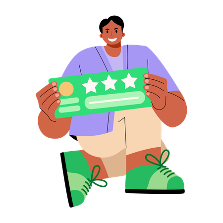 Boy telling about brand loyalty  Illustration