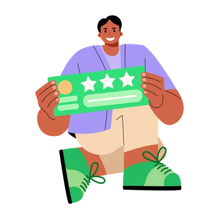 Boy telling about brand loyalty  Illustration