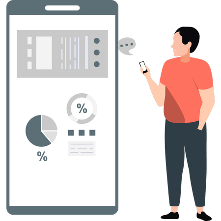 Boy telling about business pie chart  Illustration