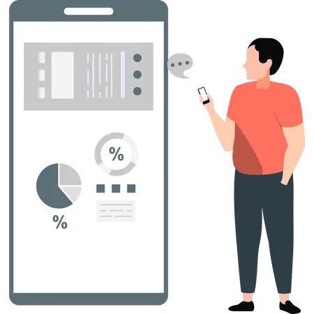 Boy telling about business pie chart  Illustration