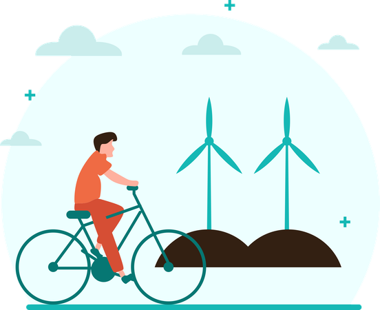 Boy telling about Clean Energy  Illustration