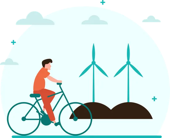 Boy telling about Clean Energy  Illustration