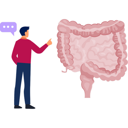 Boy  telling about colon  Illustration