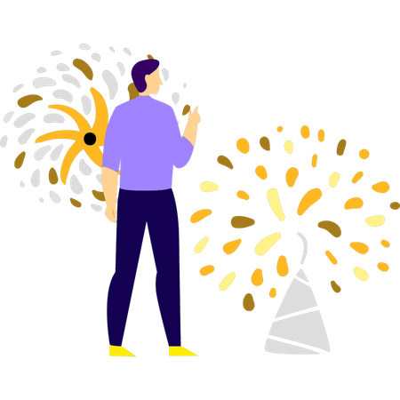 Boy telling about confetti celebration  Illustration