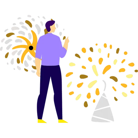 Boy telling about confetti celebration  Illustration