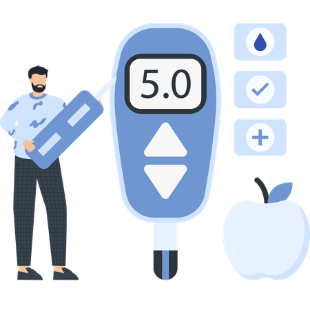 Boy telling about diabetes testing  Illustration