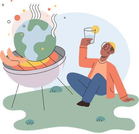 Boy telling about global warming disaster  Illustration