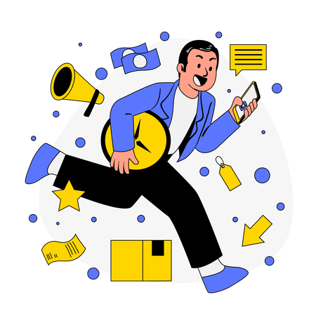 Boy telling about Limited Stock Alert  Illustration