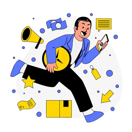 Boy telling about Limited Stock Alert  Illustration