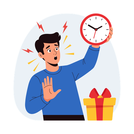 Boy telling about limited time offer  Illustration