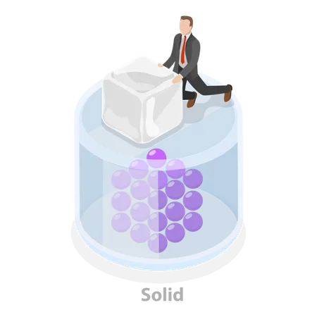 Boy telling about state of matter  Illustration