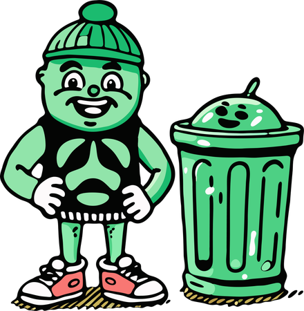 Boy telling about waste recycling  Illustration