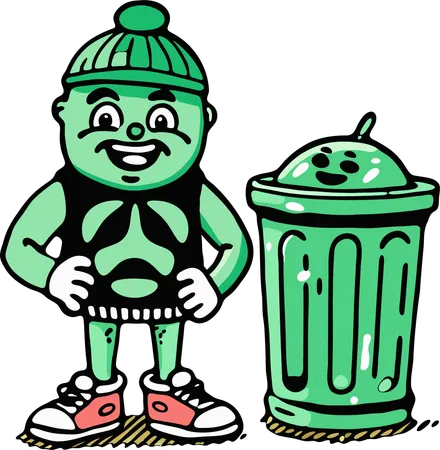 Boy telling about waste recycling  Illustration