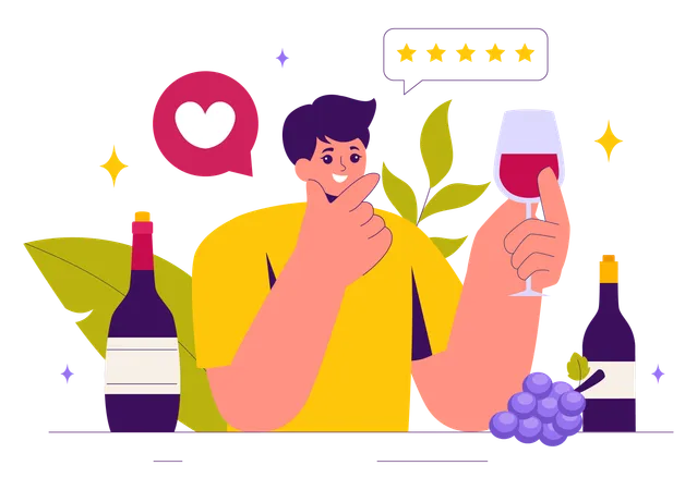 Boy telling about wine tasting  Illustration