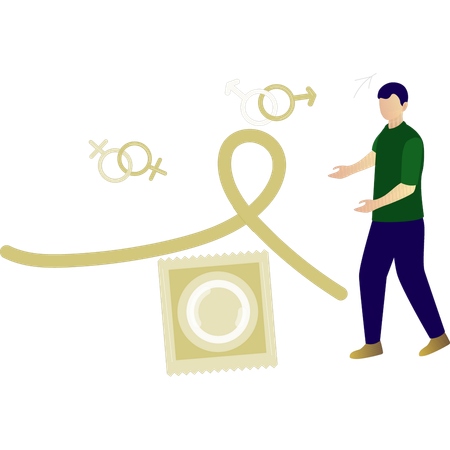 Boy telling abut AIDS preventive measures  Illustration