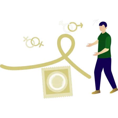 Boy telling abut AIDS preventive measures  Illustration