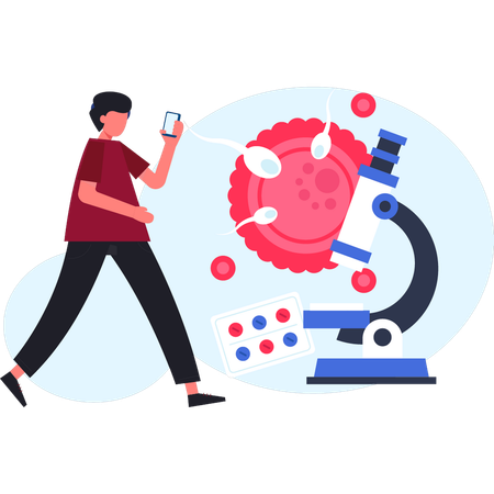 Boy  testing medicine  Illustration