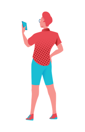 Boy texting on smartphone  Illustration