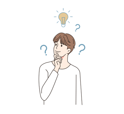 Boy thinking about an idea  Illustration