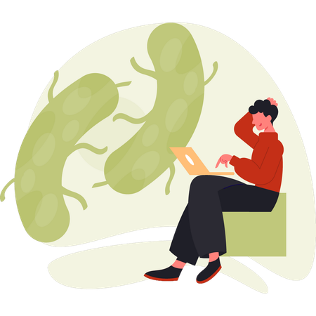 Boy thinking about bacteria  Illustration