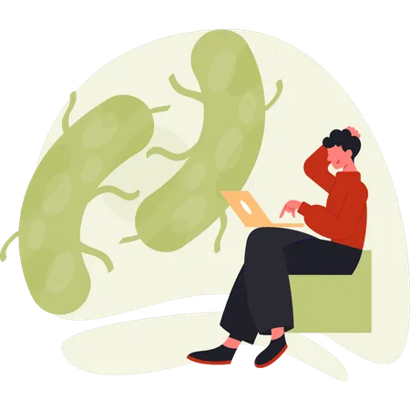 Boy thinking about bacteria  Illustration