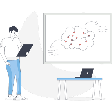 Boy thinking about business knowledge  Illustration