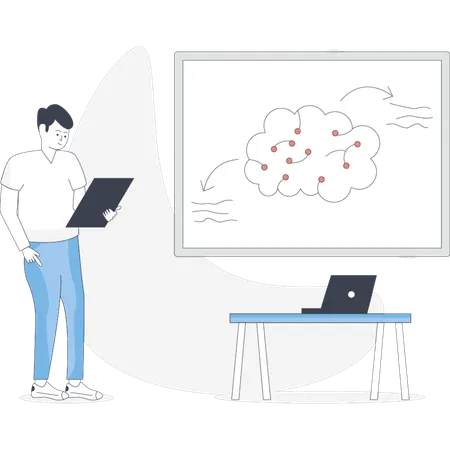 Boy thinking about business knowledge  Illustration