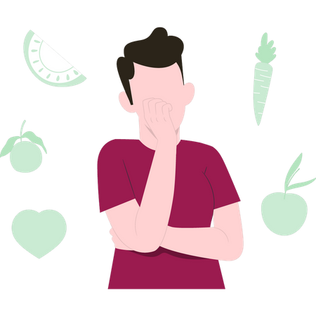 Boy thinking about healthy food  Illustration