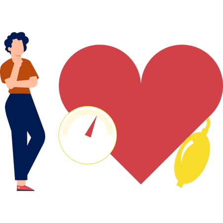 Boy thinking about heart capacity  Illustration