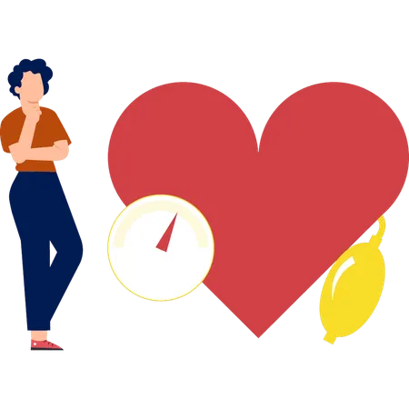 Boy thinking about heart capacity  Illustration