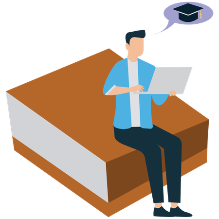 Boy Thinking About His Education  Illustration