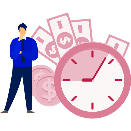 Boy thinking about how to earn fast  Illustration