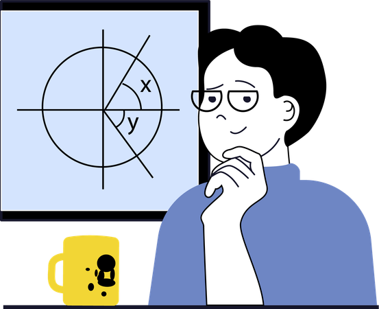 Boy thinking about maths formula  Illustration