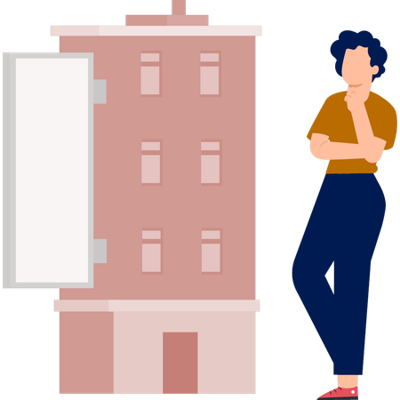 Boy thinking about real estate  Illustration