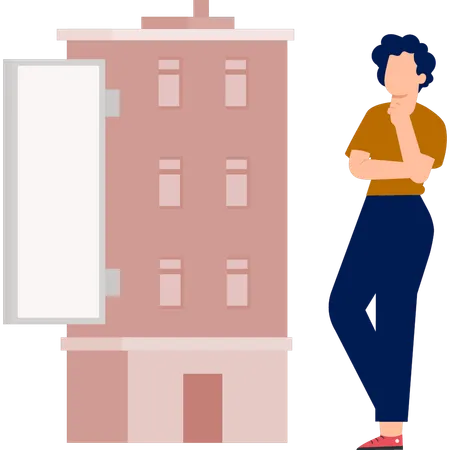 Boy thinking about real estate  Illustration