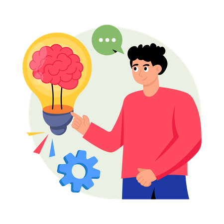 Boy Thinking in mind  Illustration