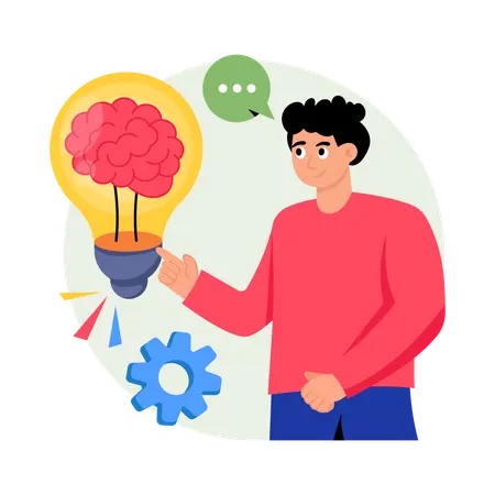 Boy Thinking in mind  Illustration