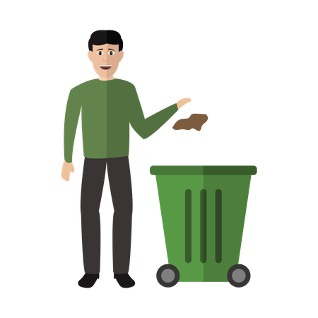 Boy throwing garbage  Illustration