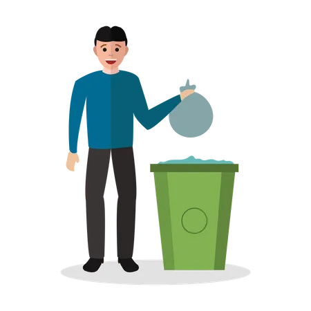 Boy throwing garbage  Illustration