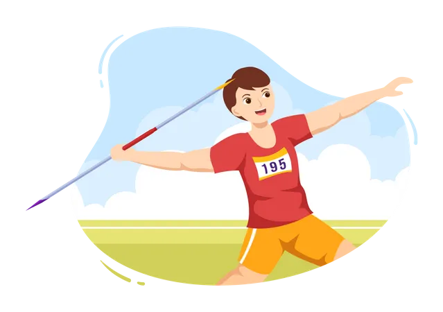 Boy throwing javelin Illustration