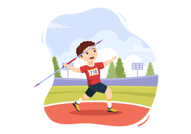 Boy throwing javelin  Illustration