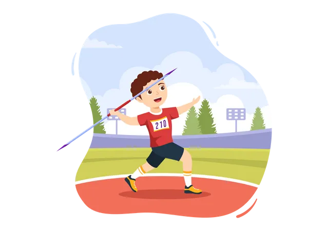 Boy throwing javelin  Illustration