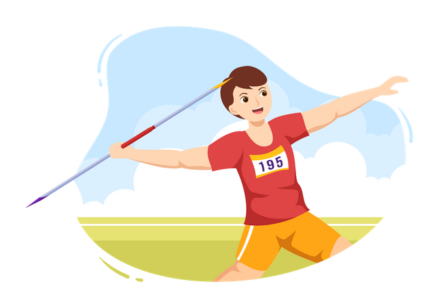 Boy throwing javelin  Illustration