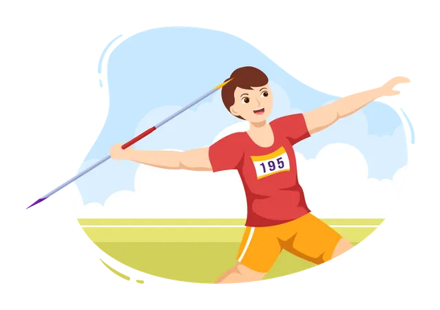 Boy throwing javelin  Illustration